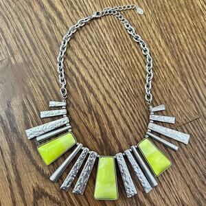 Robert Rose hammered silver and neon green statement necklace